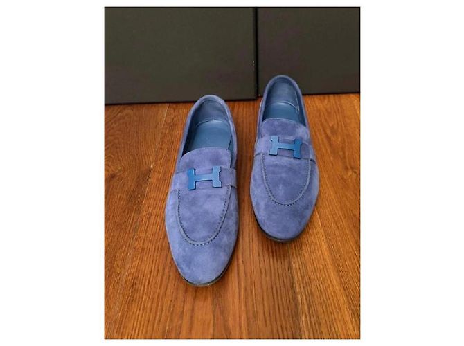 Mocasines de ante Hermès Paris Azul - vista 8