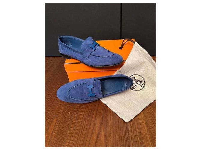 Mocasines de ante Hermès Paris Azul - vista 9
