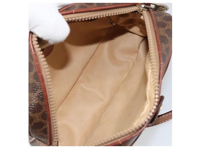 Céline Celine Vintage Macadam Canvas et Cuir Marron - vue 5