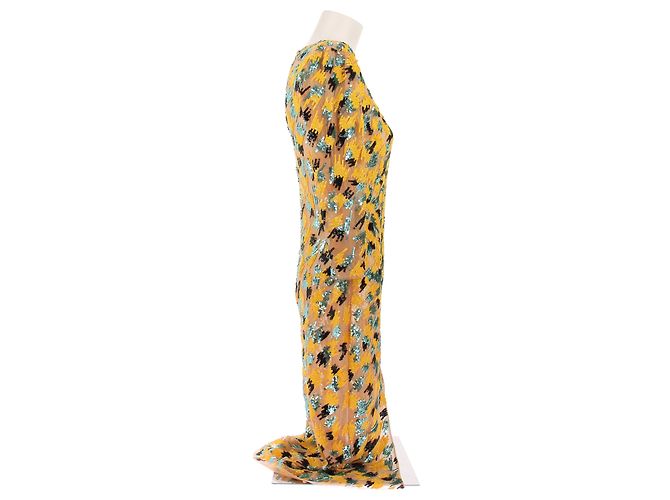 Elisabetta Franchi Abito lungo giallo con paillettes - vista 3