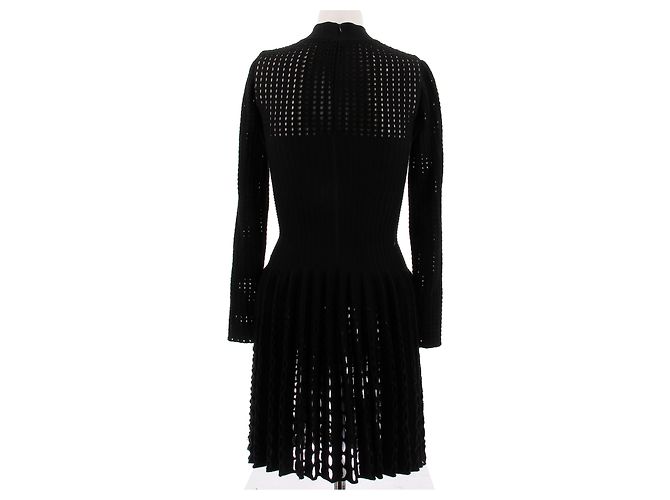 Alaïa Schwarzes Wollkleid mit langen Ärmeln - Ansicht 2