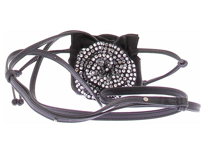 Magda Butrym Mini borsa con fiore di strass Nero - vista 2