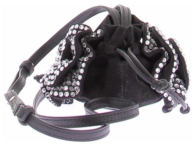 Magda Butrym Mini borsa con fiore di strass Nero - vista 3