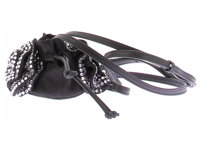 Magda Butrym Mini borsa con fiore di strass Nero - vista 4