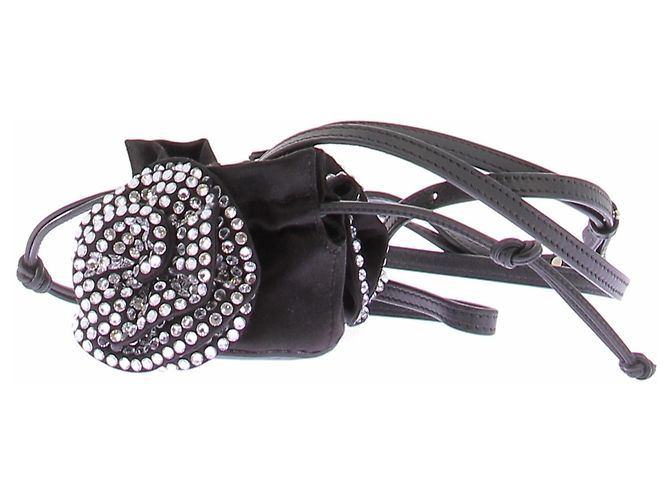 Magda Butrym Mini borsa con fiore di strass Nero - vista 5