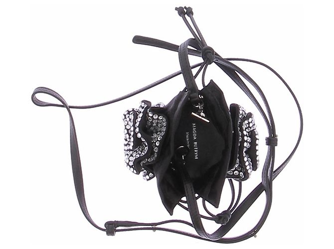 Magda Butrym Mini borsa con fiore di strass Nero - vista 6