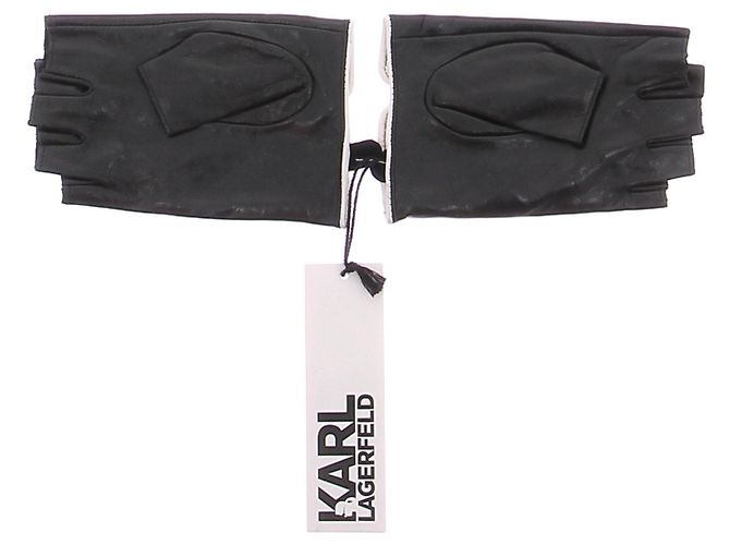 Karl Lagerfeld Schwarze Lederhandschuhe - vista 2