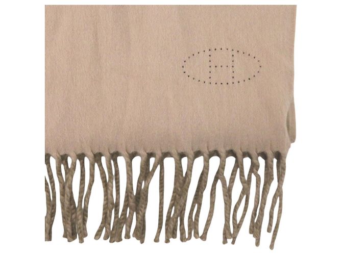 Hermès Evelyn Fransen Cashmere Schal Beige Khaki - Ansicht 5