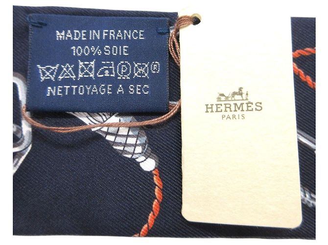 Lenço Hermès Twilly Seraphet Marrom Azul marinho - vista 3