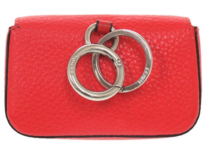 Fendi Red Leather Business Card Case - view 2