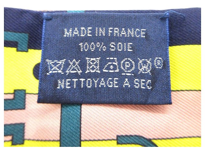 Hermès Twilly Rocabar Horse Gürtel-Schal Gelb Marineblau - Ansicht 3