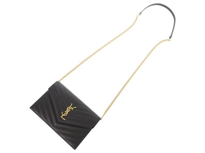 Borsa a spalla in pelle nera Yves Saint Laurent Nero - vista 9