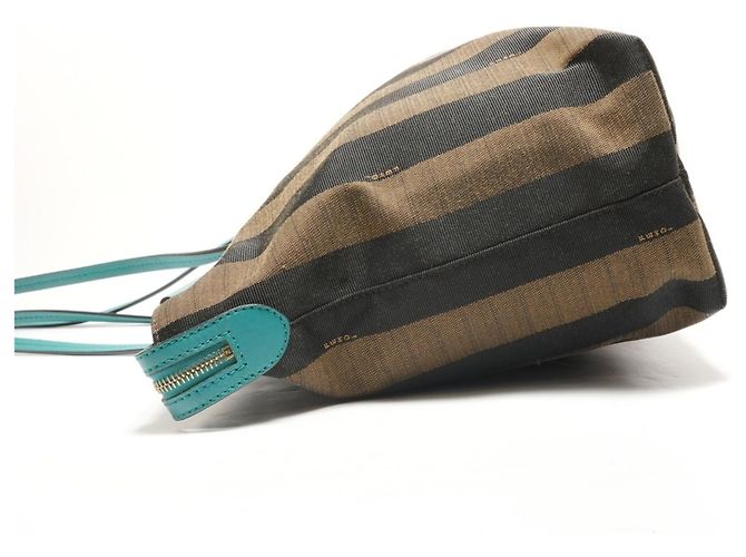 Fendi Pequin Canvas Schultertasche Braun - Ansicht 3