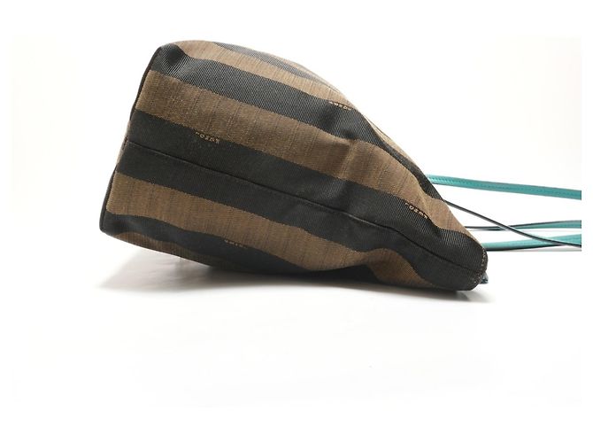 Fendi Pequin Canvas Schultertasche Braun - Ansicht 4