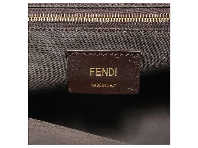 Fendi Pequin Canvas Schultertasche Braun - Ansicht 9