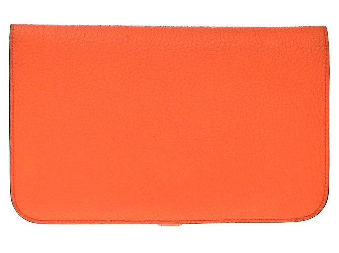 Billetera combinada Dogon Duo de cuero Hermès Naranja - vista 2