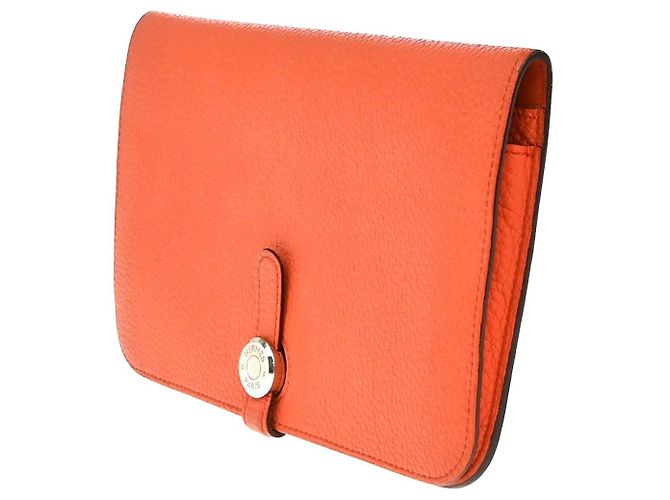 Billetera combinada Dogon Duo de cuero Hermès Naranja - vista 3
