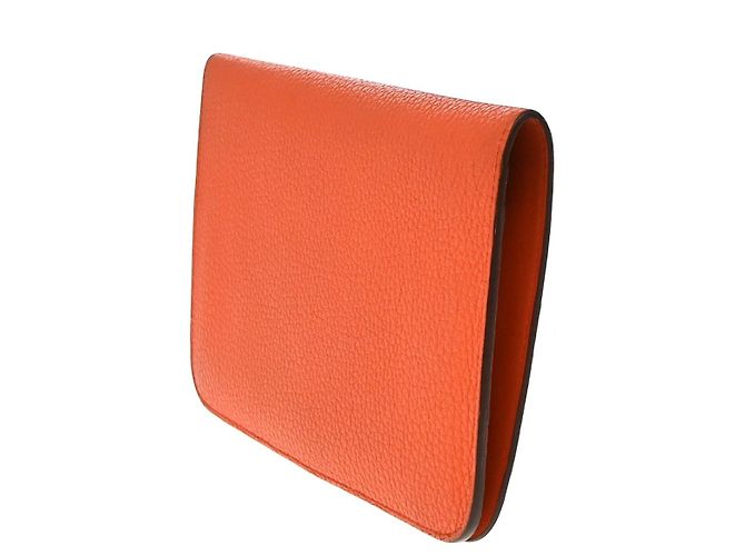 Billetera combinada Dogon Duo de cuero Hermès Naranja - vista 4
