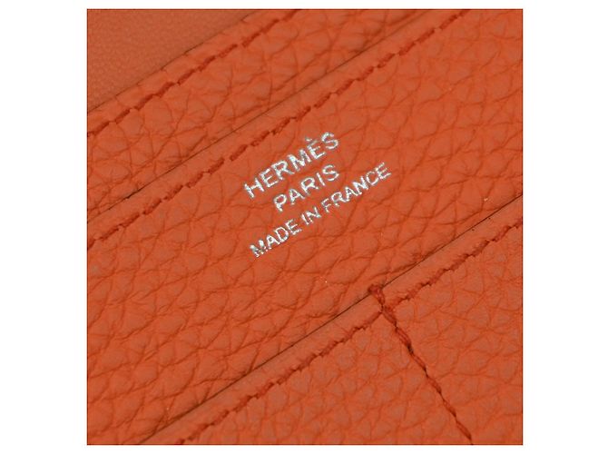 Billetera combinada Dogon Duo de cuero Hermès Naranja - vista 6
