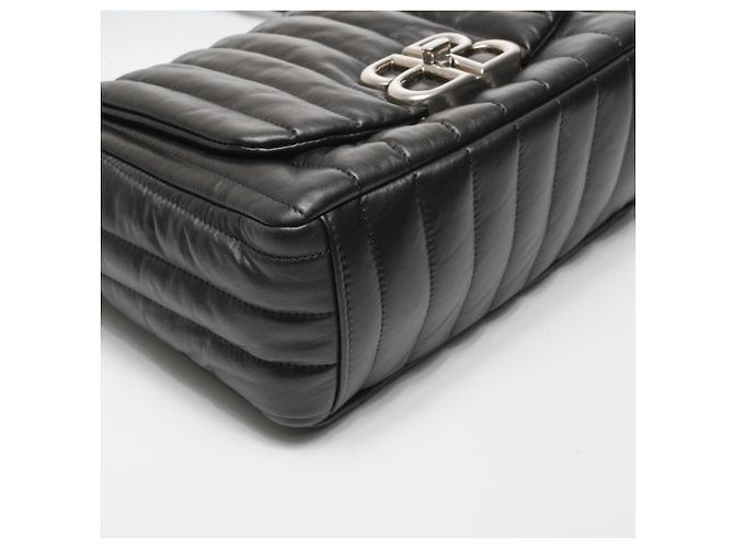 Bolsa de ombro de couro acolchoada Balenciaga Manaco Preto - vista 10