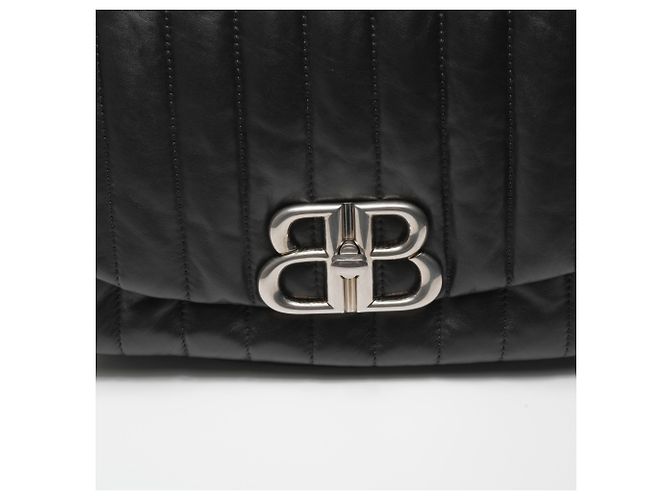 Bolsa de ombro de couro acolchoada Balenciaga Manaco Preto - vista 13