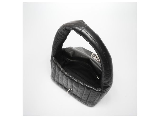 Bolsa de ombro de couro acolchoada Balenciaga Manaco Preto - vista 5