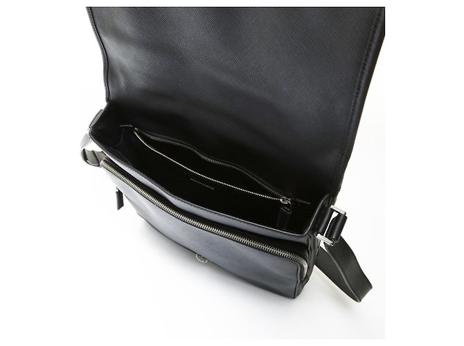 Bolsa de Ombro em Couro Saffiano Prada Preto - vista 12