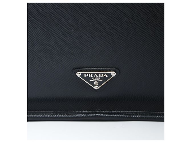 Bolsa de Ombro em Couro Saffiano Prada Preto - vista 8