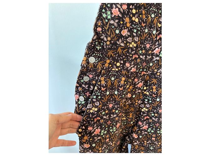 Paul & Joe Samt-Latzhose mit Blumenmuster Braun Pink Mehrfarben Grün Gelb - Ansicht 4