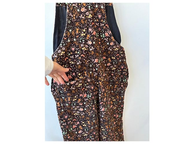 Paul & Joe Samt-Latzhose mit Blumenmuster Braun Pink Mehrfarben Grün Gelb - Ansicht 8
