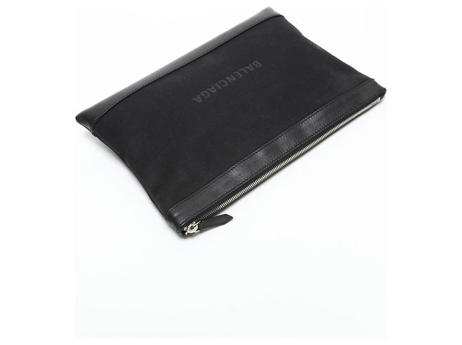 Everyday Clutch Bag Balenciaga M Canvas Clip Logo Nero - vista 10