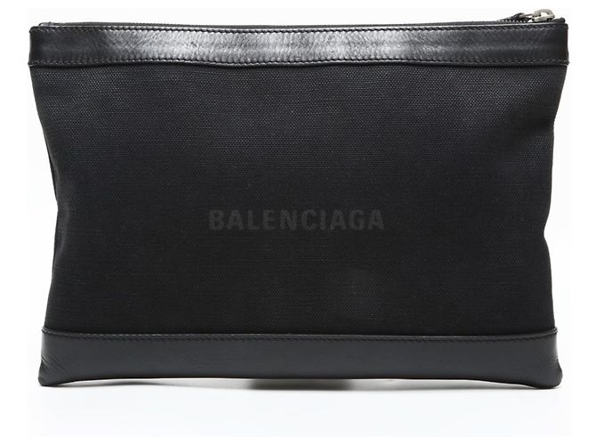 Everyday Clutch Bag Balenciaga M Canvas Clip Logo Nero - vista 2