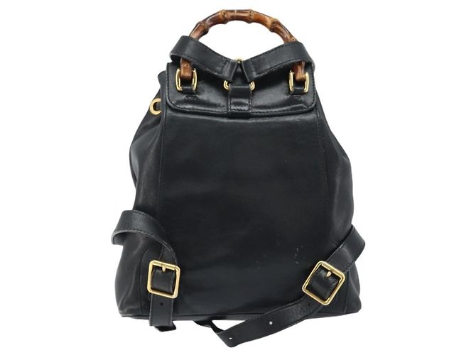 Gucci Vintage Bamboo Leather Mini Nero - vista 2