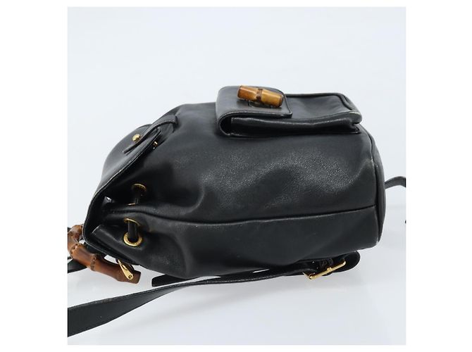 Gucci Vintage Bamboo Leather Mini Nero - vista 4