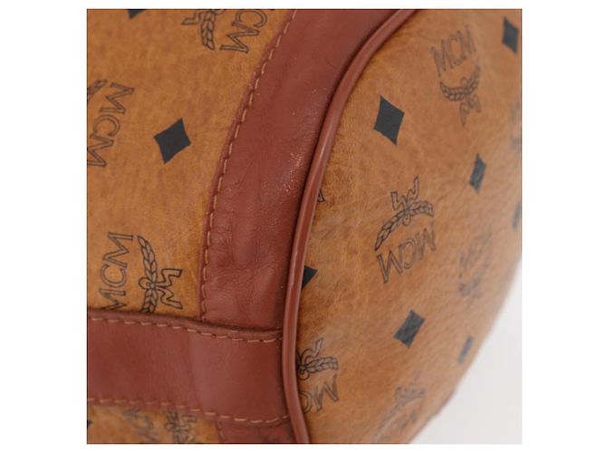 Borsa a Spalla MCM Vicetos Logogram in Pelle PVC Marrone Oro Auth 173576 D'oro - vista 10