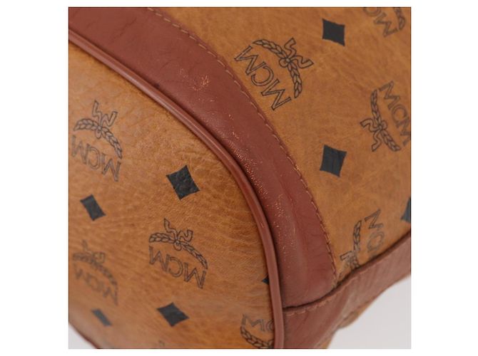 Borsa a Spalla MCM Vicetos Logogram in Pelle PVC Marrone Oro Auth 173576 D'oro - vista 11
