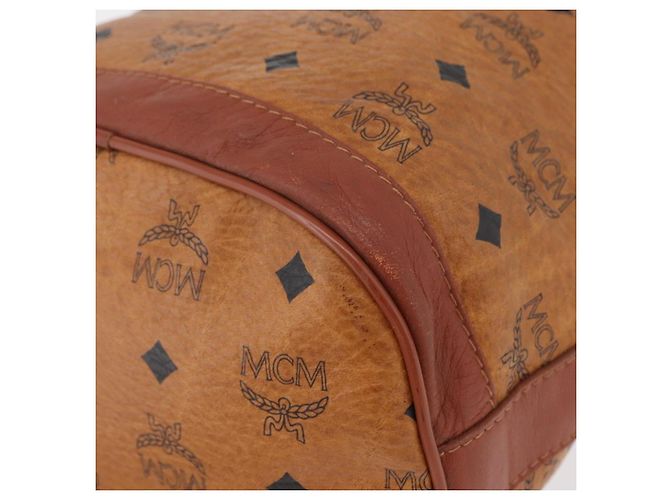 Borsa a Spalla MCM Vicetos Logogram in Pelle PVC Marrone Oro Auth 173576 D'oro - vista 13