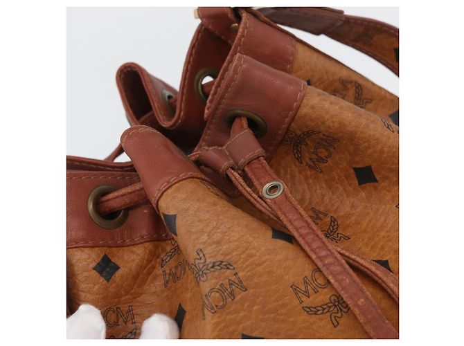 Borsa a Spalla MCM Vicetos Logogram in Pelle PVC Marrone Oro Auth 173576 D'oro - vista 15