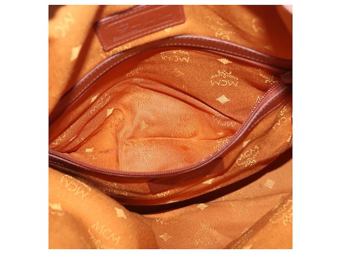 Borsa a Spalla MCM Vicetos Logogram in Pelle PVC Marrone Oro Auth 173576 D'oro - vista 21