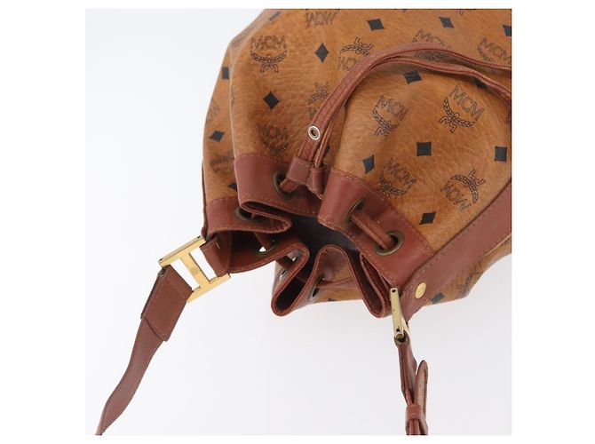 Borsa a Spalla MCM Vicetos Logogram in Pelle PVC Marrone Oro Auth 173576 D'oro - vista 6