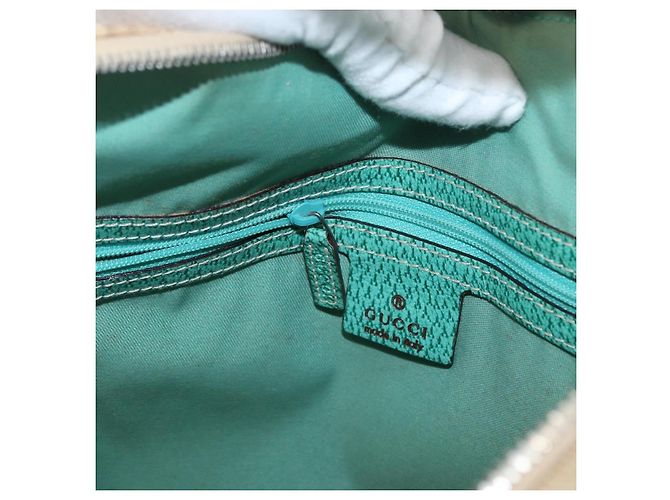 Borsa a Spalla GG Canvas Gucci Beige Verde Menta Argento 124357 Auth BA11129 - vista 19