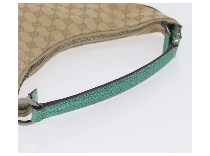 Borsa a Spalla GG Canvas Gucci Beige Verde Menta Argento 124357 Auth BA11129 - vista 7