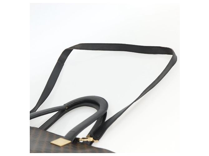 Céline Borsa a mano in tela Macadam CELINE in pelle PVC 2 in 1 nera e oro Auth ARZ366 Nero D'oro - vista 12