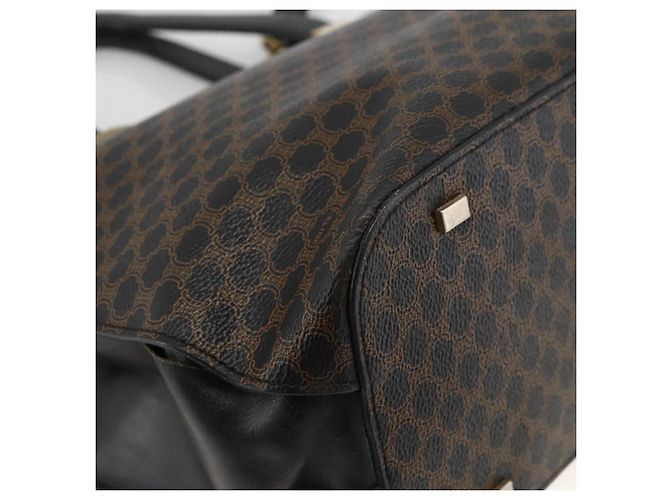 Céline Borsa a mano in tela Macadam CELINE in pelle PVC 2 in 1 nera e oro Auth ARZ366 Nero D'oro - vista 15