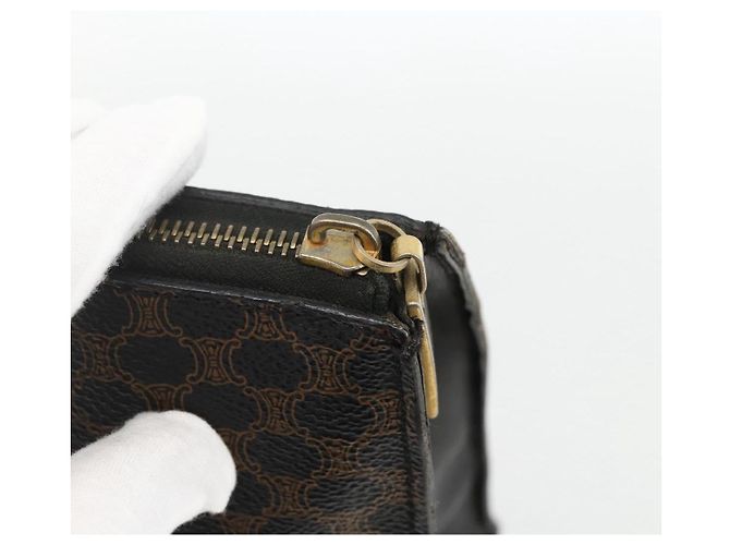 Céline Borsa a mano in tela Macadam CELINE in pelle PVC 2 in 1 nera e oro Auth ARZ366 Nero D'oro - vista 18
