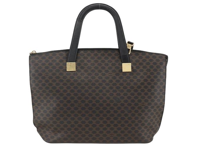 Céline Borsa a mano in tela Macadam CELINE in pelle PVC 2 in 1 nera e oro Auth ARZ366 Nero D'oro - vista 2