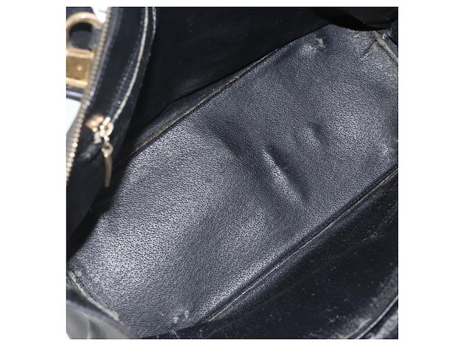 Céline Borsa a mano in tela Macadam CELINE in pelle PVC 2 in 1 nera e oro Auth ARZ366 Nero D'oro - vista 20