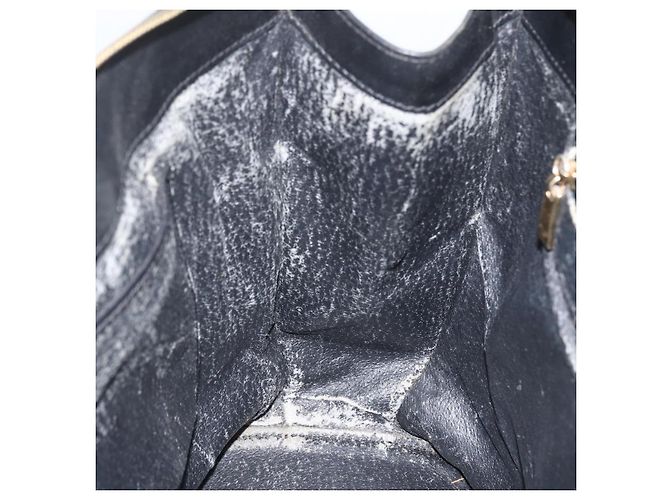 Céline Borsa a mano in tela Macadam CELINE in pelle PVC 2 in 1 nera e oro Auth ARZ366 Nero D'oro - vista 22