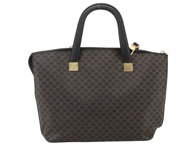 Céline Borsa a mano in tela Macadam CELINE in pelle PVC 2 in 1 nera e oro Auth ARZ366 Nero D'oro - vista 3