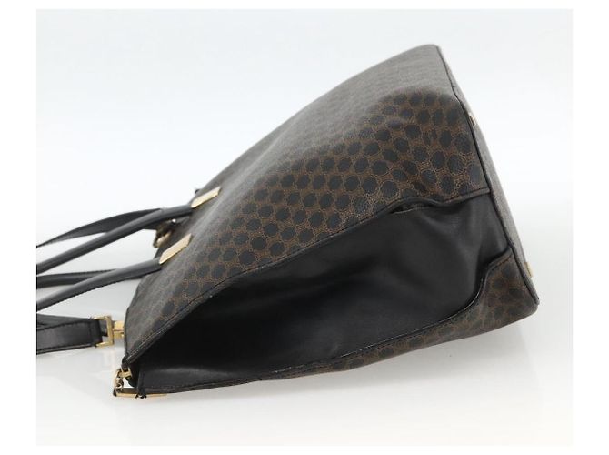 Céline Borsa a mano in tela Macadam CELINE in pelle PVC 2 in 1 nera e oro Auth ARZ366 Nero D'oro - vista 4